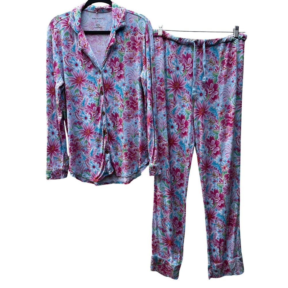 Posh Peanut Floral Bamboo Viscose Pajama Set Women Medium